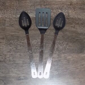 Amco Kitchen Utensil Set Unisex OS Black Good Slotted Spatula Serving Spoons 3pc